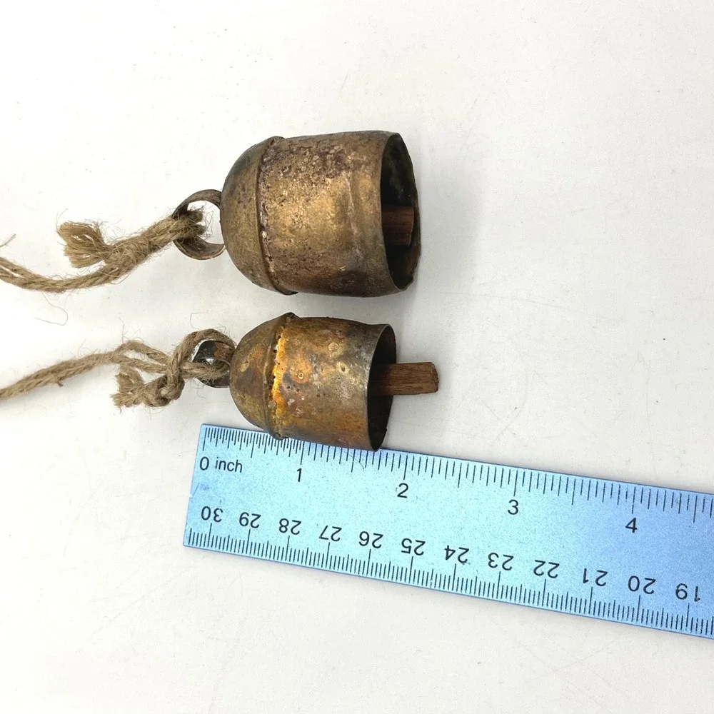 Rustic Brass Bells Hanging Jute Rope Farmhouse Decor Set‎ of 2